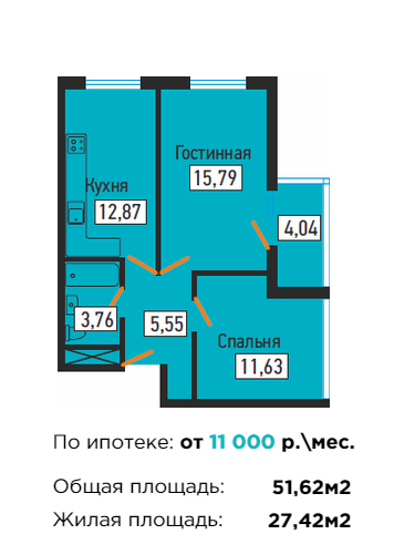 Планировка 2 квартир в ЖК КРАСНОДАР